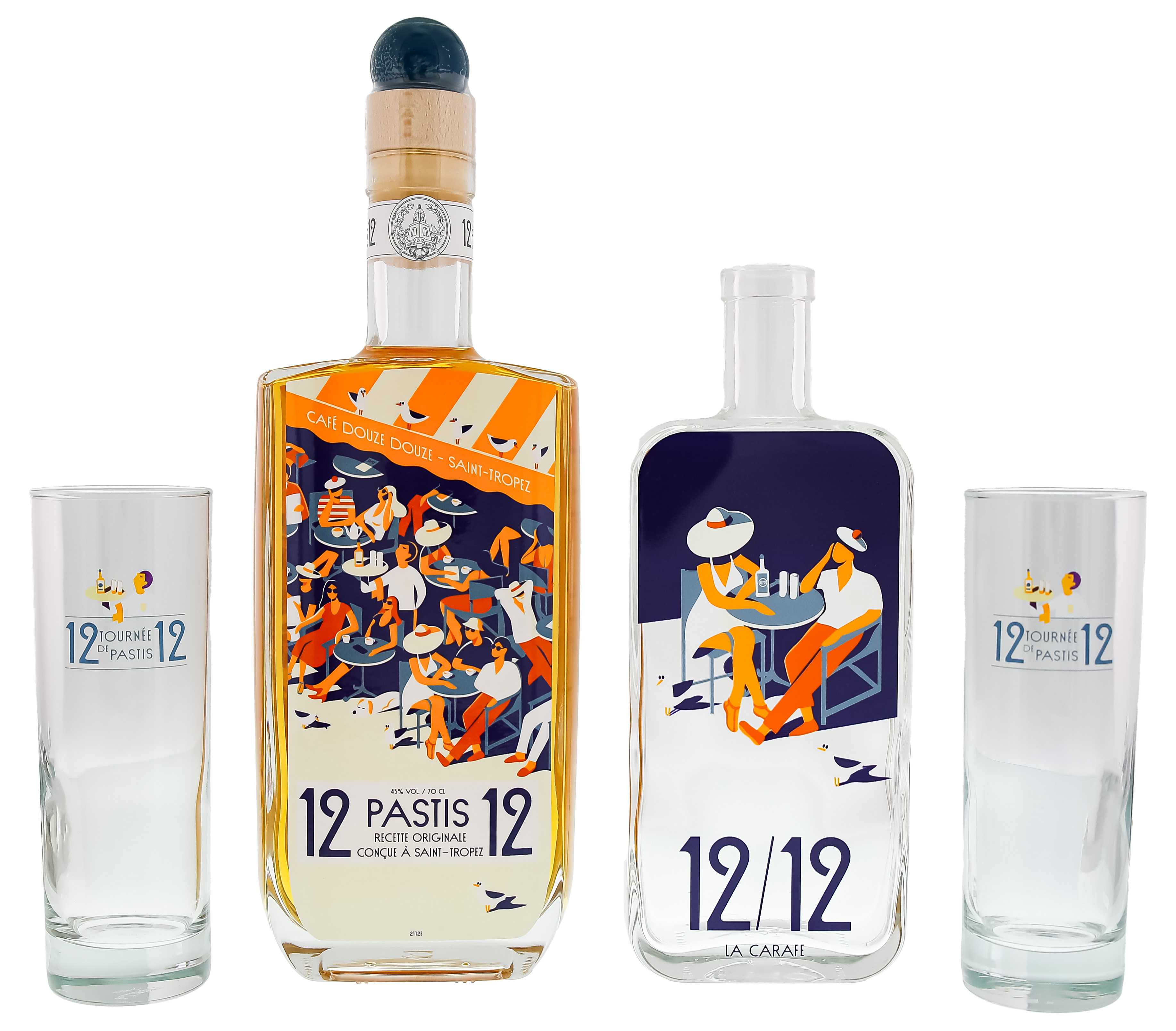 12/12 Pastis de Saint Tropez en Terasse 0,7L Set + Caraffe + 2 Gläser -ohne GB